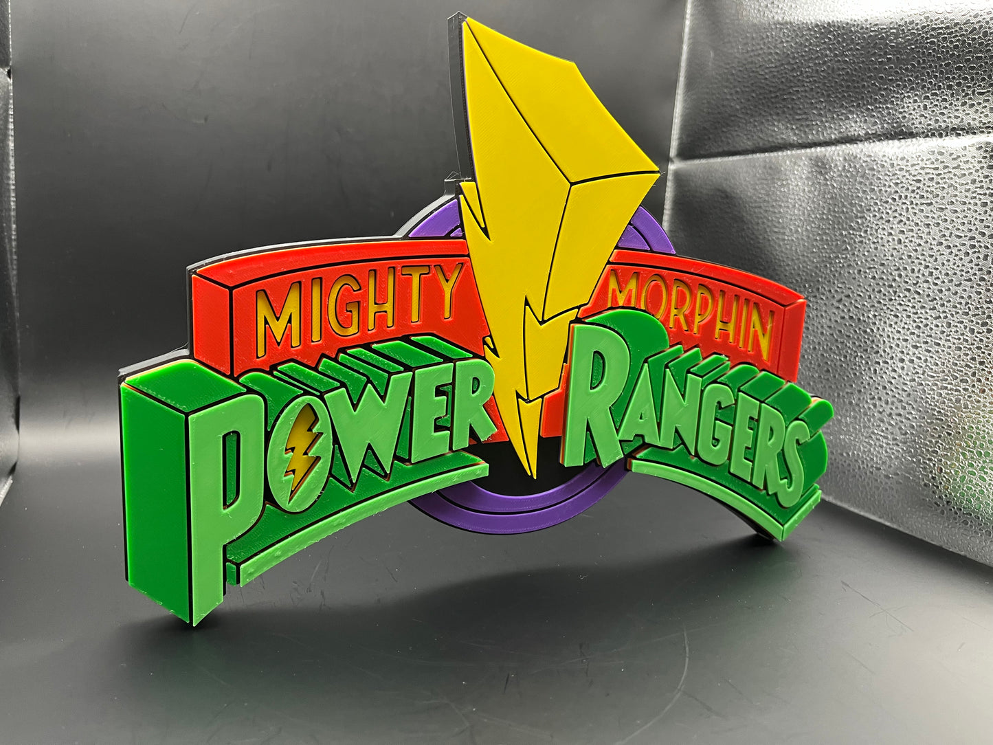Mighty Morphin Power Rangers Logo Sign Display | 3D Wall Desk Shelf Art - UNRIVAL3D