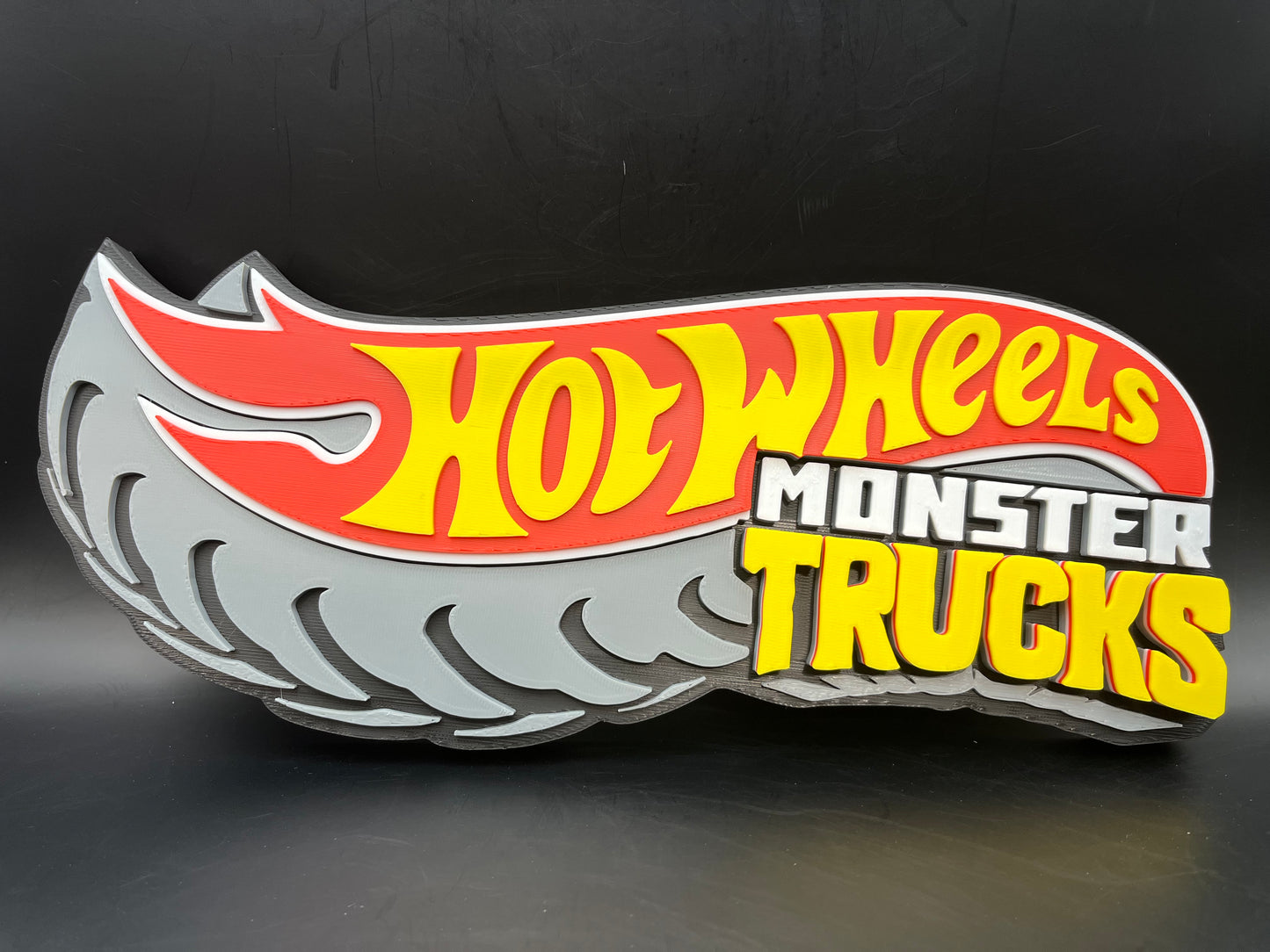 Hot Wheels Monster Trucks Logo Sign Display | 3D Wall Desk Shelf Art