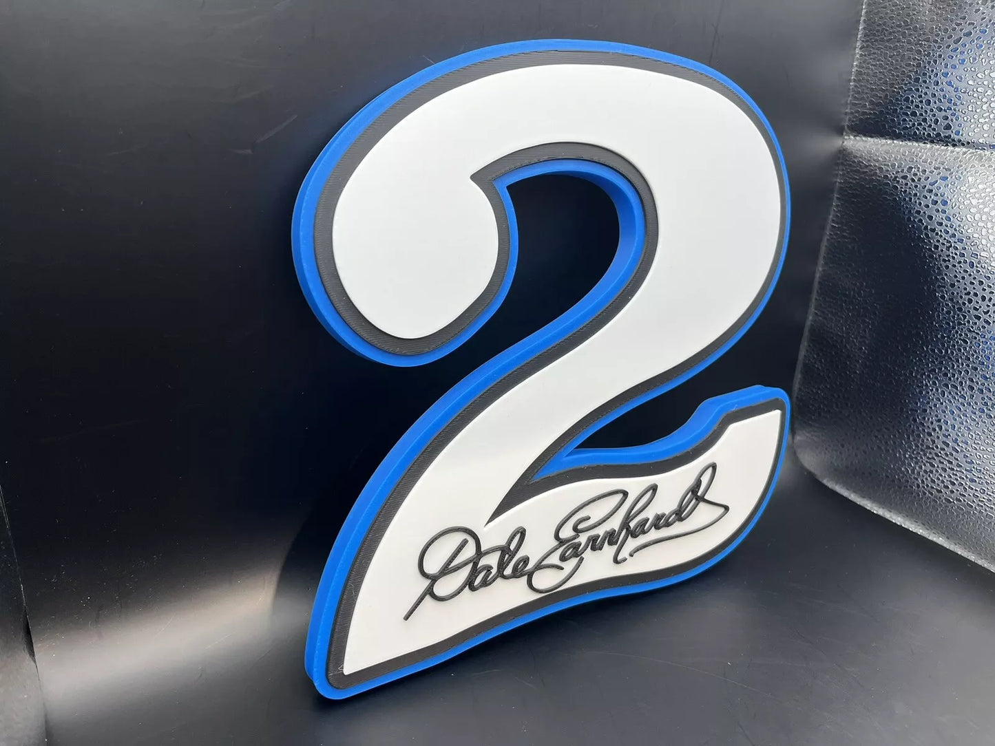 Dale Earnhardt Sr. 1980 #2 Logo Sign Display | 3D Wall Desk Shelf Art