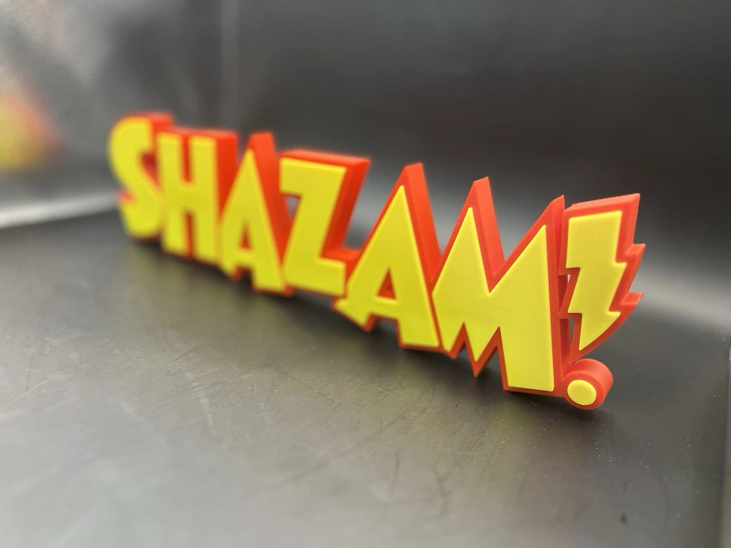 Shazam! Logo Sign Display | 3D Wall Desk Shelf Art