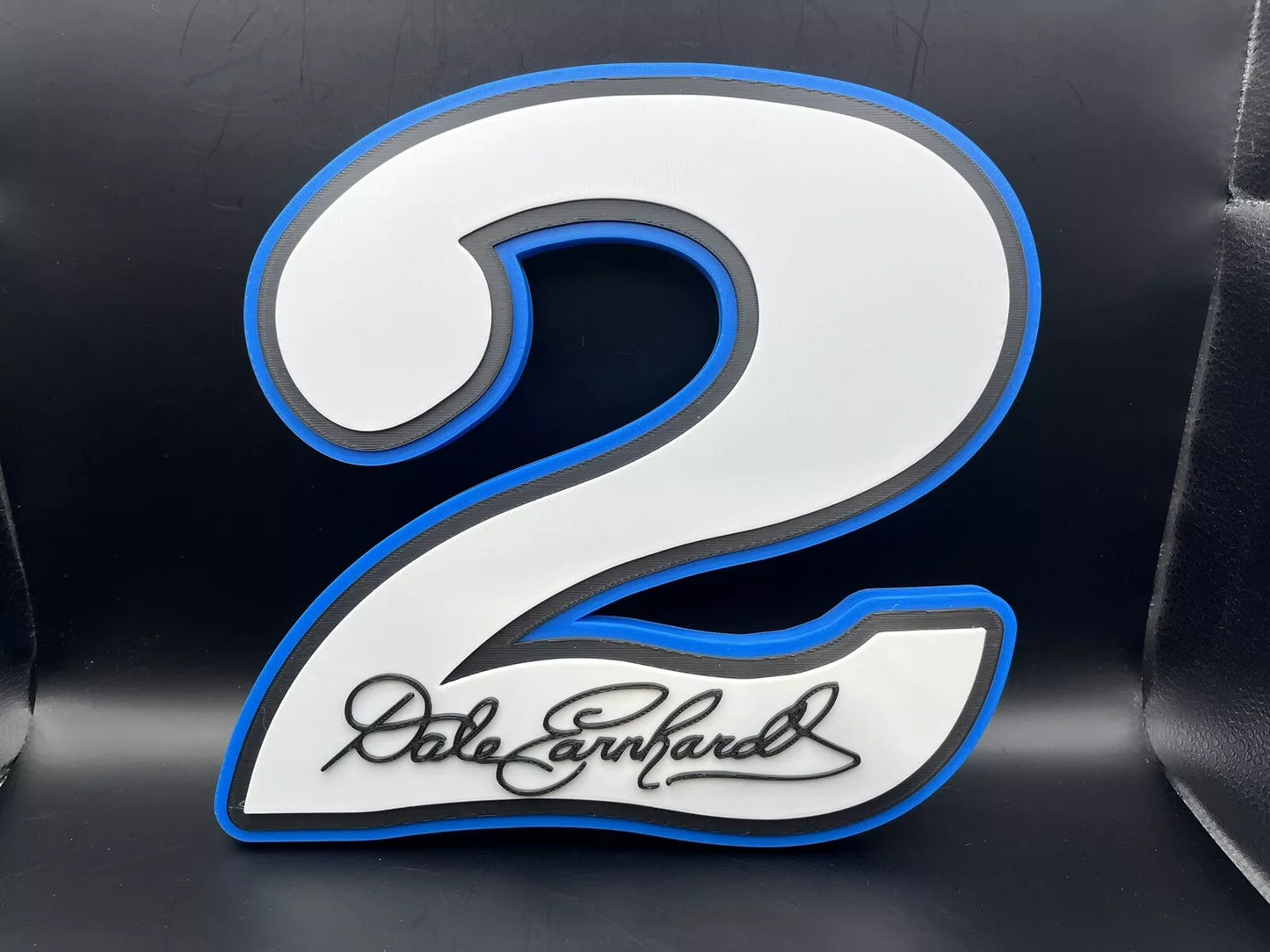 Dale Earnhardt Sr. 1980 #2 Logo Sign Display | 3D Wall Desk Shelf Art