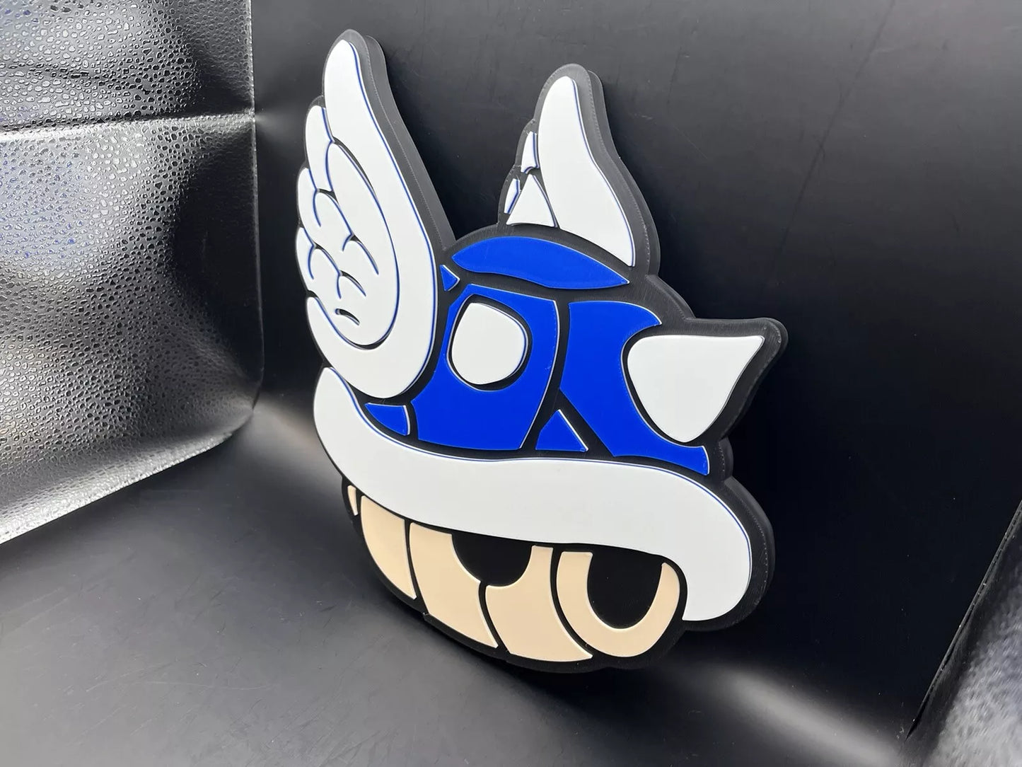 Mario Kart Blue Shell Logo Sign Display | 3D Wall Desk Shelf Art