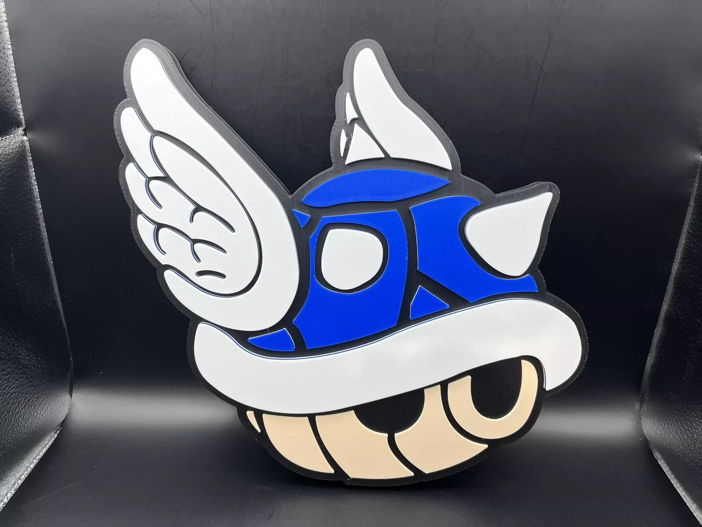 Mario Kart Blue Shell Logo Sign Display | 3D Wall Desk Shelf Art