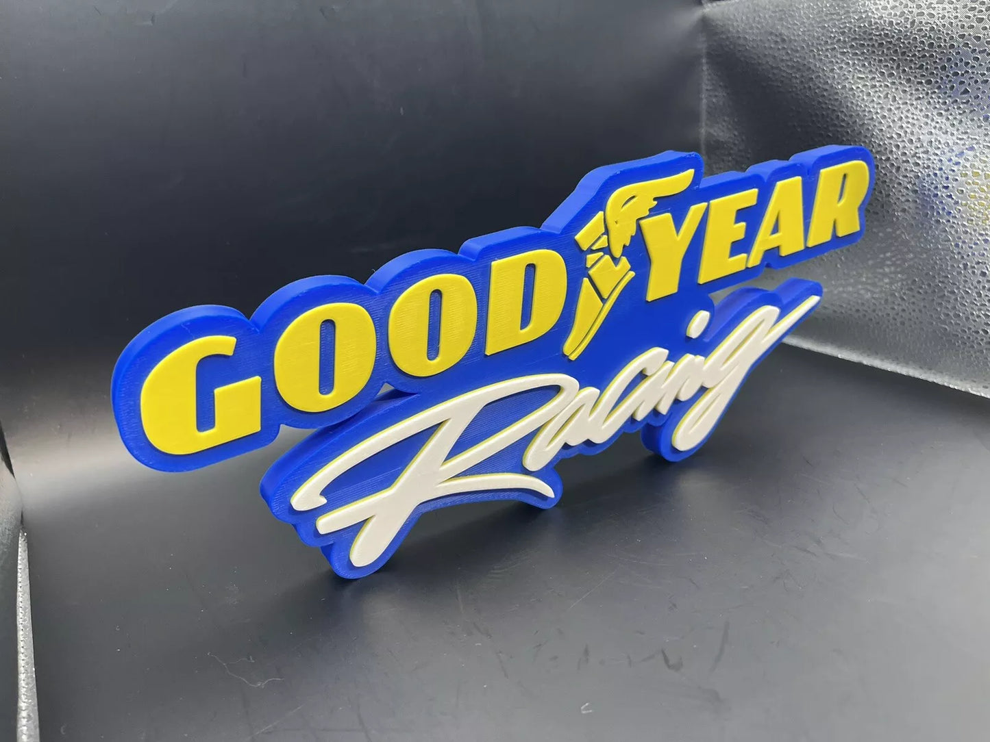 Goodyear Racing Logo Sign Display | 3D Wall Desk Shelf Art