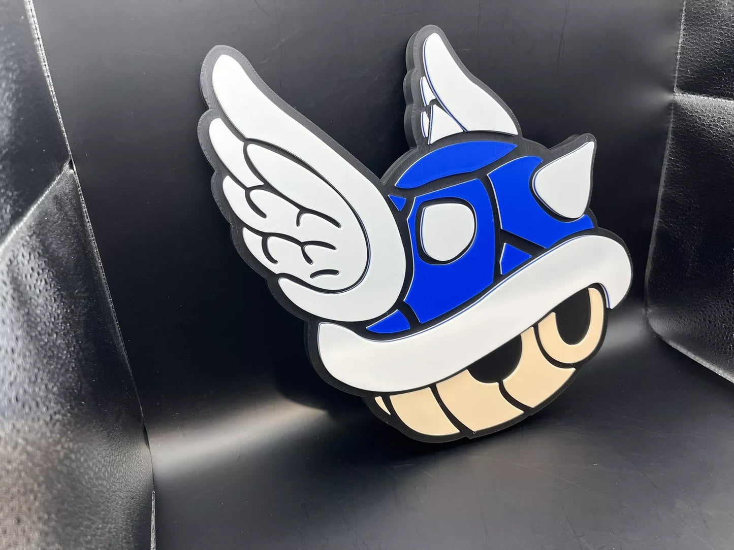 Mario Kart Blue Shell Logo Sign Display | 3D Wall Desk Shelf Art