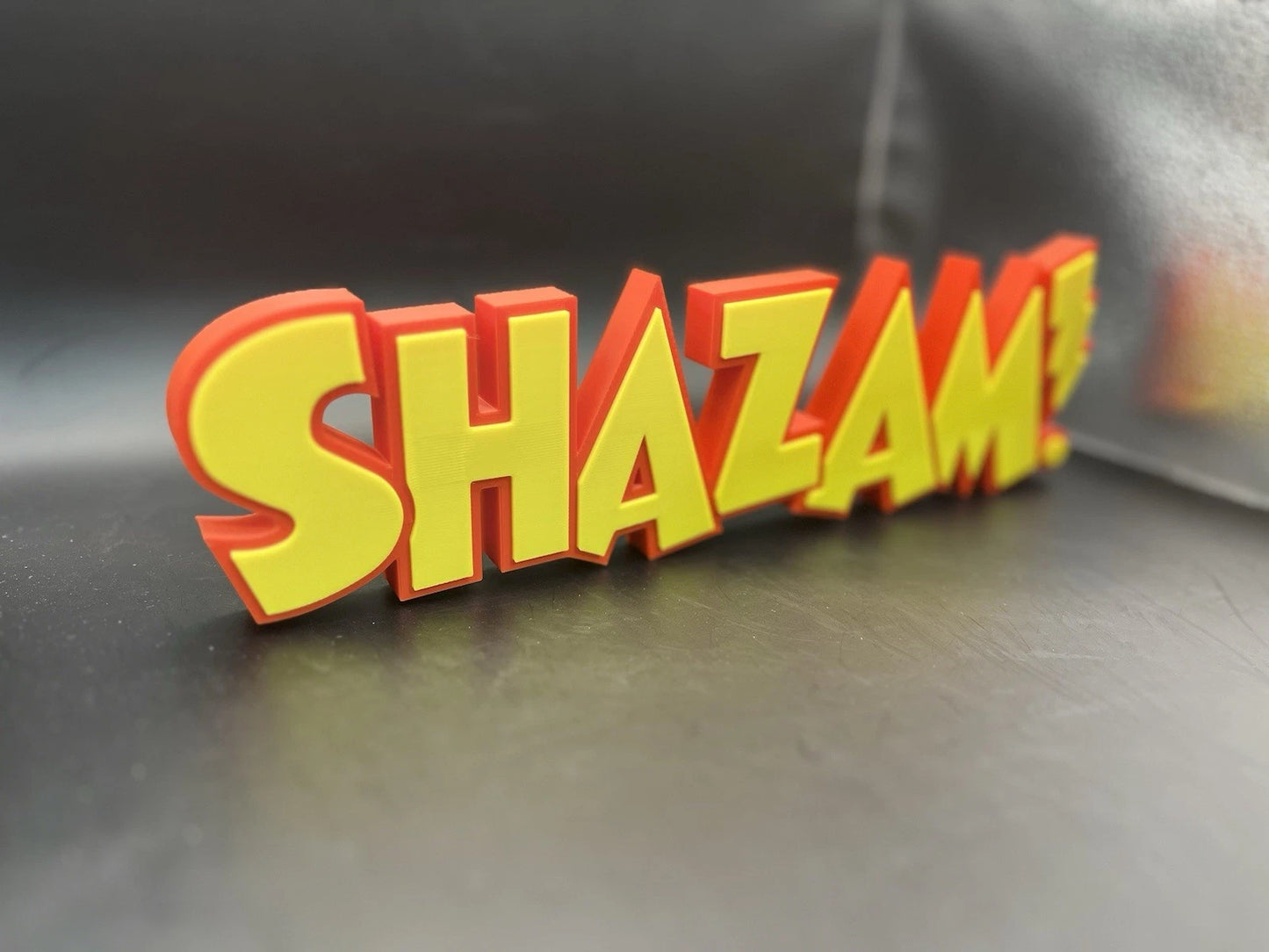 Shazam! Logo Sign Display | 3D Wall Desk Shelf Art