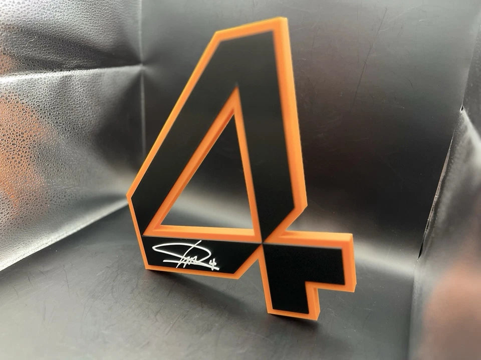 Lando Norris 4 Logo Sign Display | 3D Wall Desk Shelf Art
