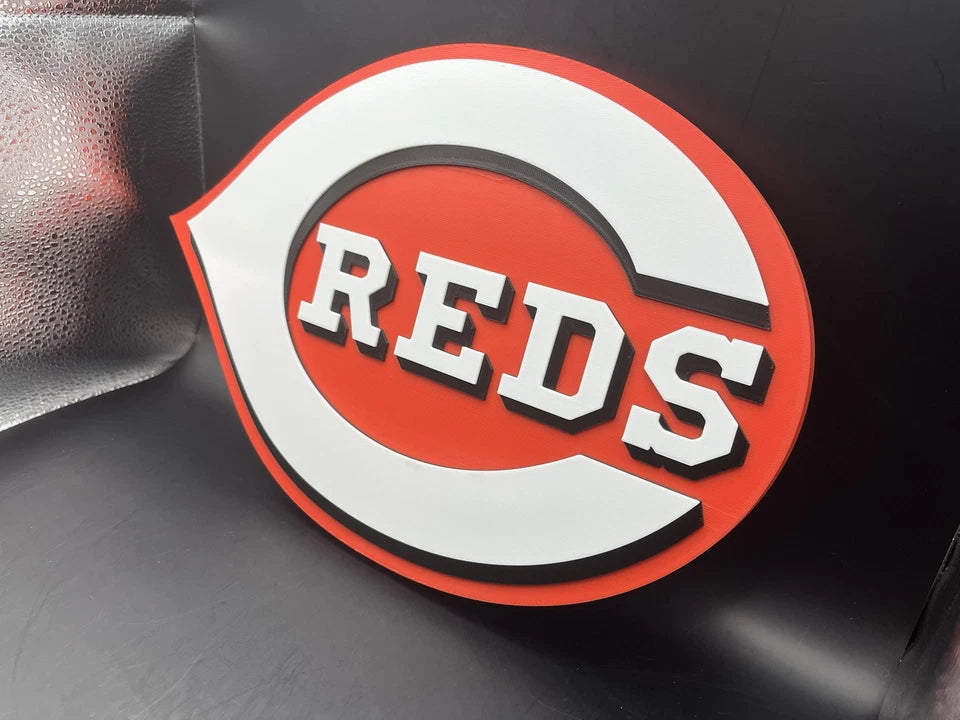 Cincinnati Reds Logo Sign Display | 3D Wall Desk Shelf Art