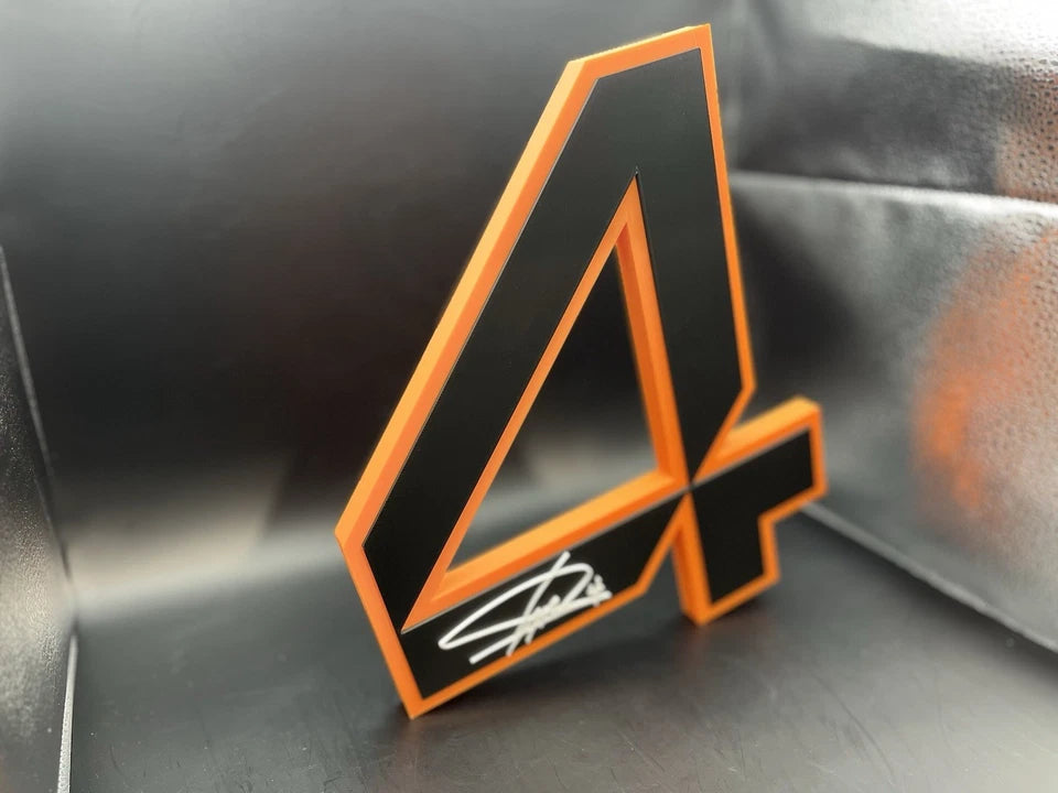 Lando Norris 4 Logo Sign Display | 3D Wall Desk Shelf Art