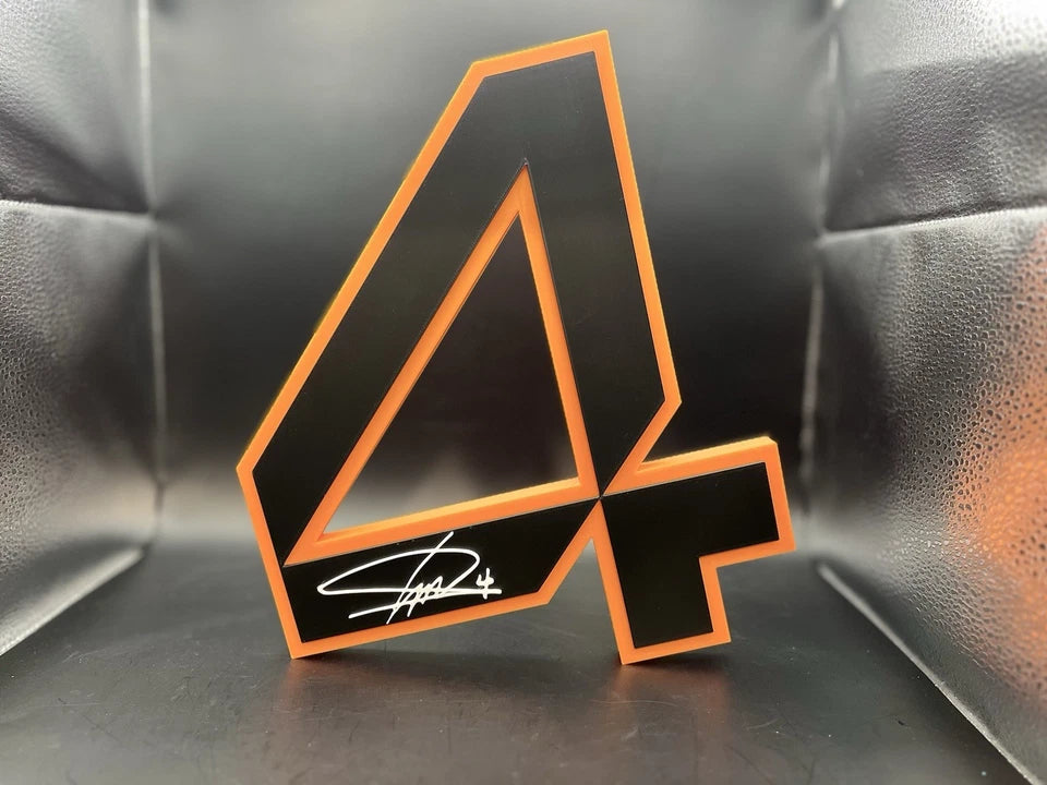 Lando Norris 4 Logo Sign Display | 3D Wall Desk Shelf Art