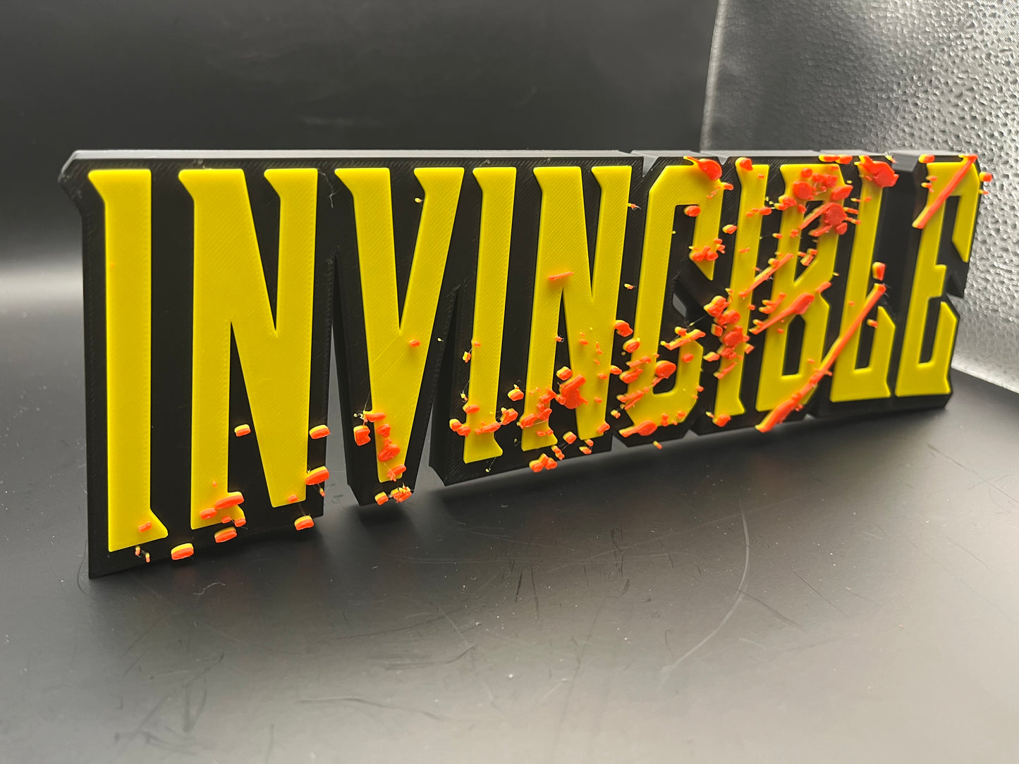 Invincible Bloody Logo Sign Display | 3D Wall Desk Shelf Art - UNRIVAL3D