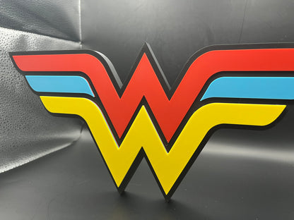 Wonder Woman Logo Sign Display | 3D Wall Desk Shelf Art - UNRIVAL3D