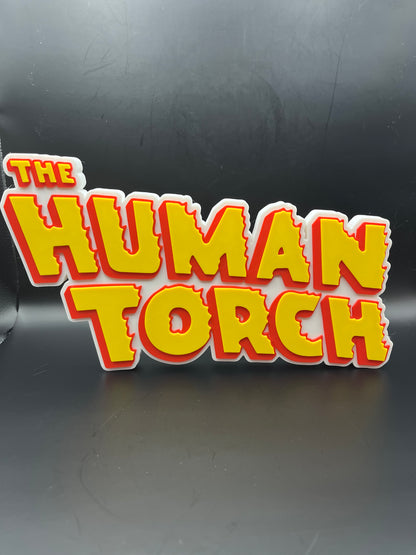 The Human Torch Logo Sign Display | 3D Wall Desk Shelf Art - UNRIVAL3D