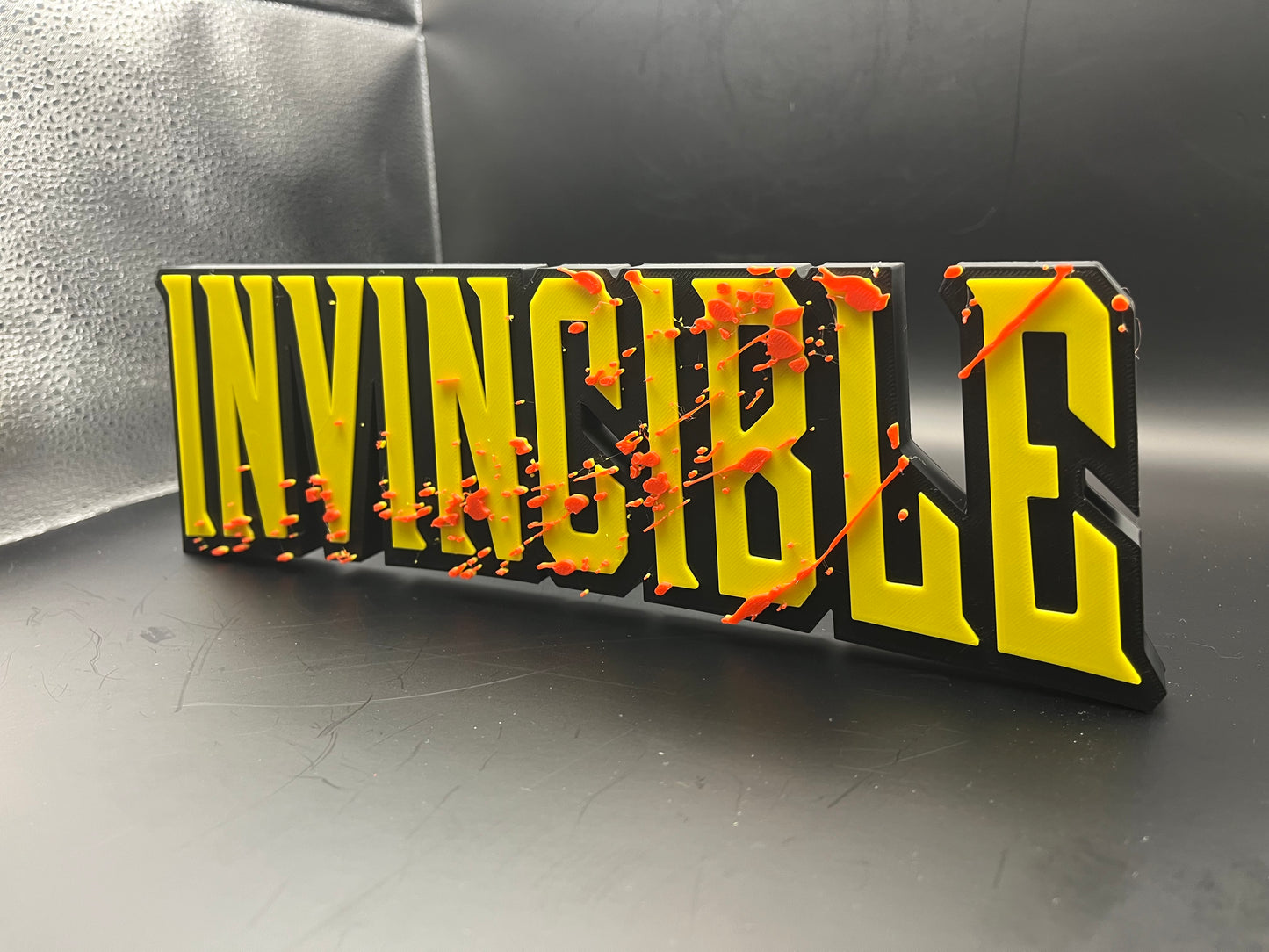 Invincible Bloody Logo Sign Display | 3D Wall Desk Shelf Art - UNRIVAL3D