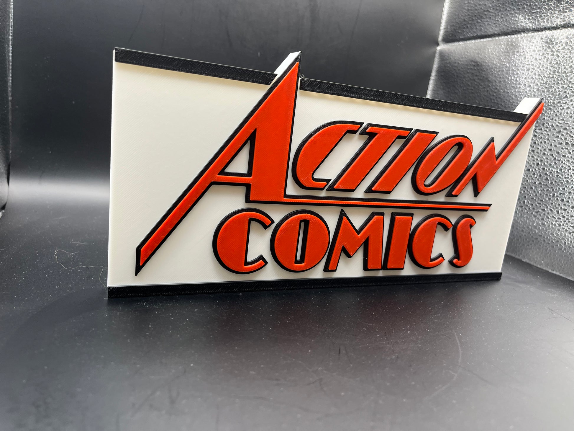 Action Comics Logo Sign Display | 3D Wall Desk Shelf Art - UNRIVAL3D