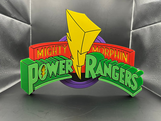 Mighty Morphin Power Rangers Logo Sign Display | 3D Wall Desk Shelf Art - UNRIVAL3D