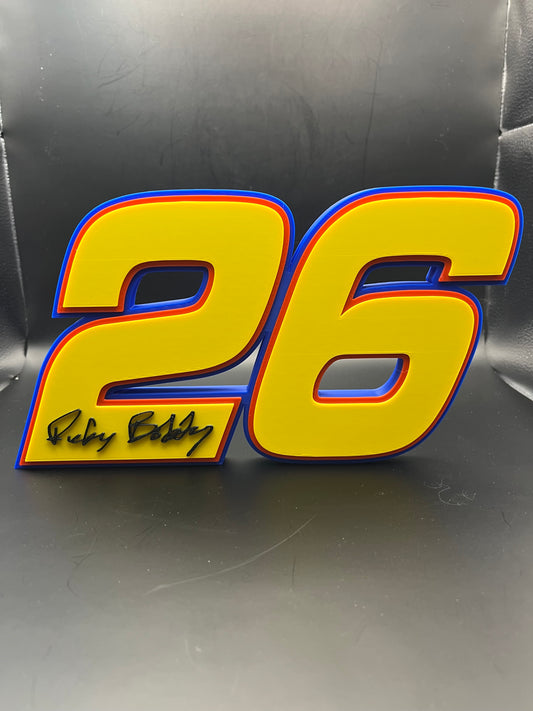 Ricky Bobby 26 Logo Sign Display | 3D Wall Desk Shelf Art - UNRIVAL3D