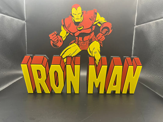 Iron Man Logo Sign Display | 3D Wall Desk Shelf Art - UNRIVAL3D