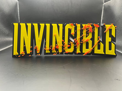 Invincible Bloody Logo Sign Display | 3D Wall Desk Shelf Art - UNRIVAL3D