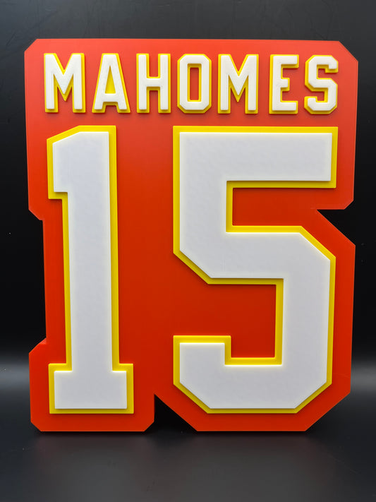 Patrick Mahomes 15 Logo Sign Display | 3D Wall Desk Shelf Art - UNRIVAL3D