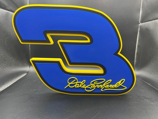 Dale Earnhardt Sr 3 Logo Sign Display | 3D Wall Desk Shelf Art - UNRIVAL3D