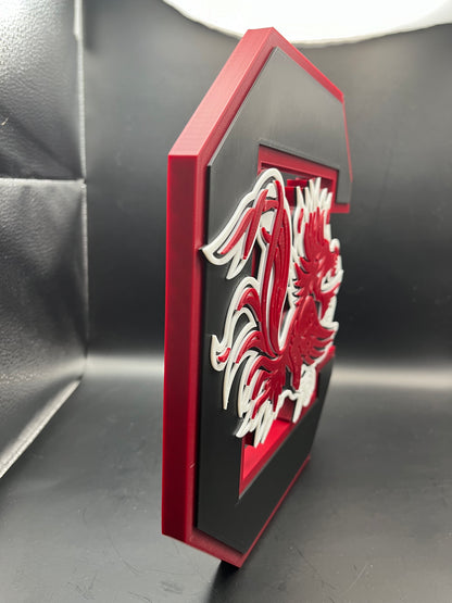 South Carolina Gamecocks Logo Sign Display | 3D Wall Desk Shelf Art - UNRIVAL3D