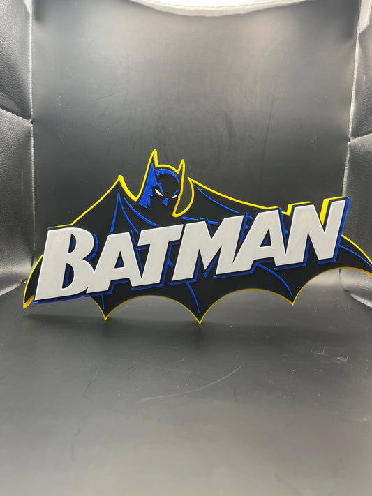 Batman Logo Sign Display | 3D Wall Desk Shelf Art - UNRIVAL3D