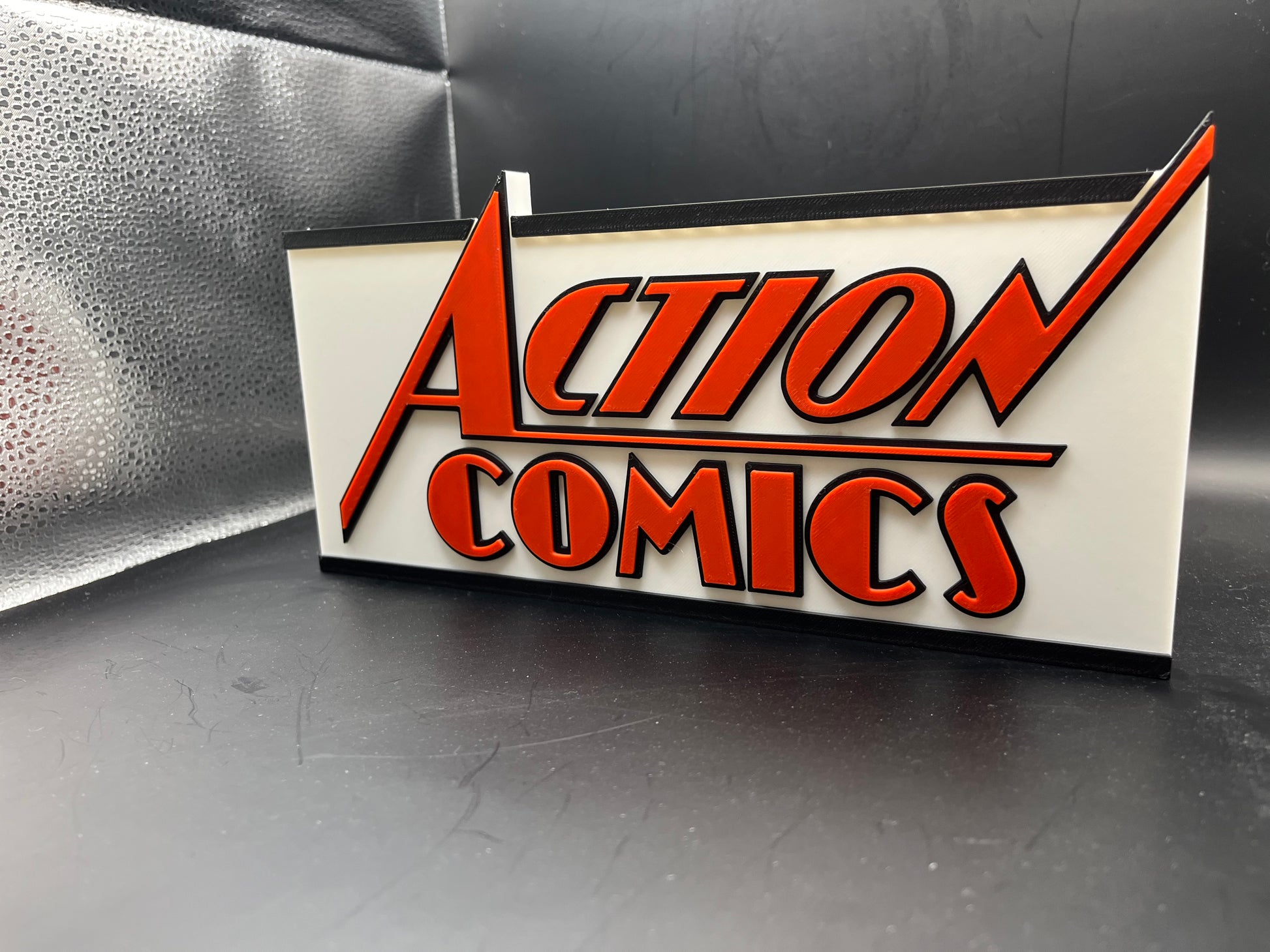 Action Comics Logo Sign Display | 3D Wall Desk Shelf Art - UNRIVAL3D