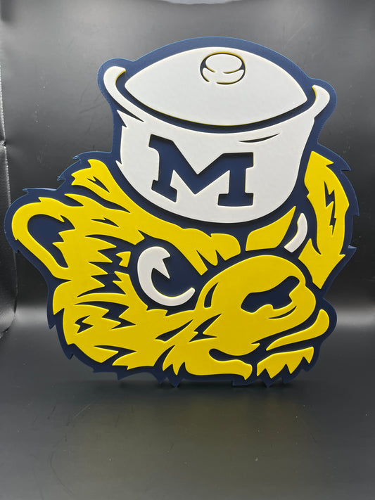 Michigan Wolverines Logo Sign Display | 3D Wall Desk Shelf Art - UNRIVAL3D