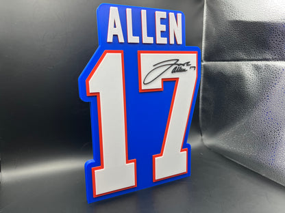 Josh Allen 17 Logo Sign Display | 3D Wall Desk Shelf Art