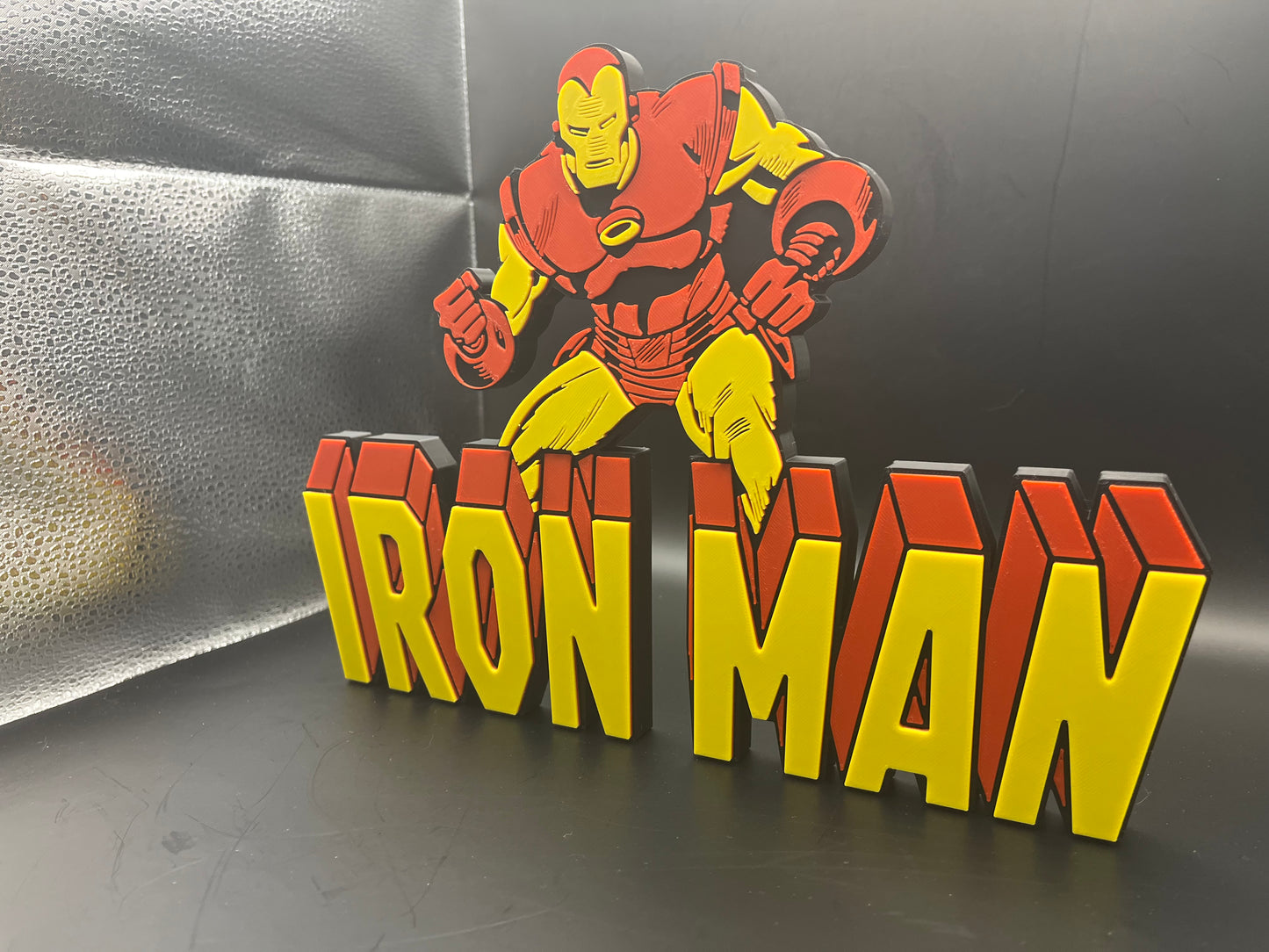 Iron Man Logo Sign Display | 3D Wall Desk Shelf Art - UNRIVAL3D