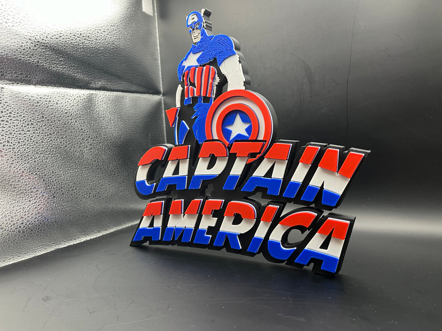 Captain America Logo Sign Display | 3D Wall Desk Shelf Art - UNRIVAL3D