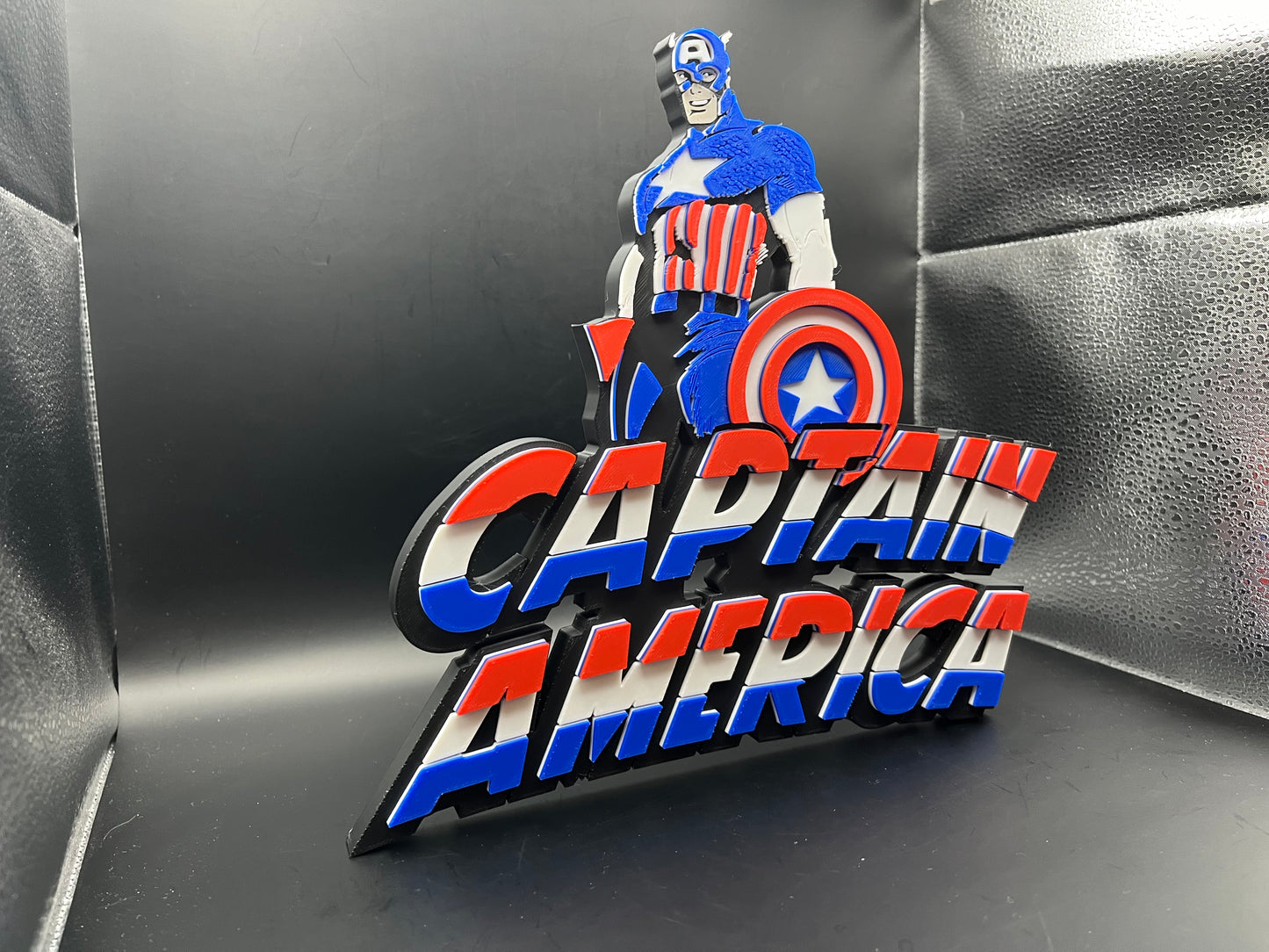 Captain America Logo Sign Display | 3D Wall Desk Shelf Art - UNRIVAL3D