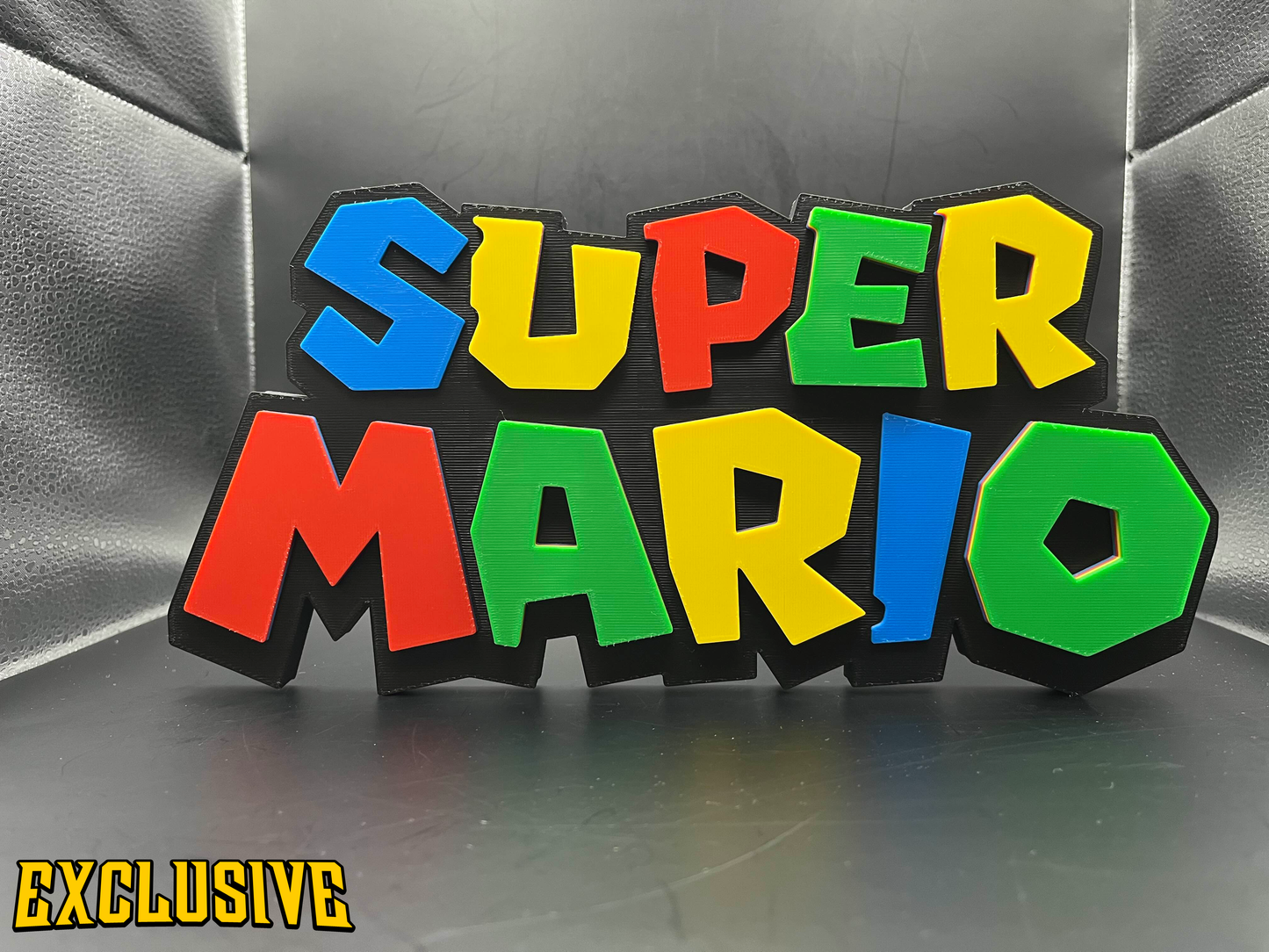 Super Mario Logo Sign Display | 3D Wall Desk Shelf Art