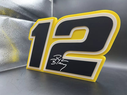 Ryan Blaney 12 Logo Sign Display | 3D Wall Desk Shelf Art