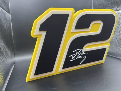 Ryan Blaney 12 Logo Sign Display | 3D Wall Desk Shelf Art