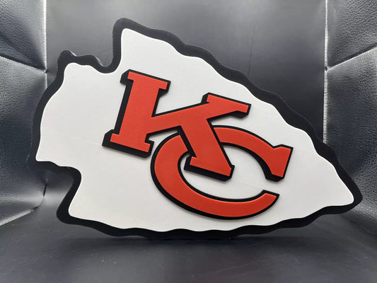 Kansas City Chiefs Logo Sign Display | 3D Wall Desk Shelf Art