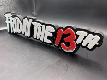 Friday The 13th Logo Sign Display | 3D Wall Desk Shelf Art