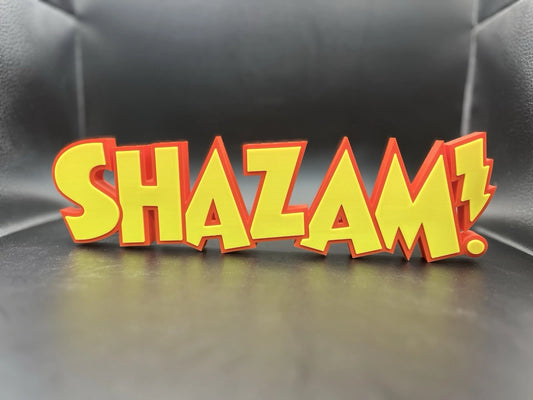 Shazam! Logo Sign Display | 3D Wall Desk Shelf Art