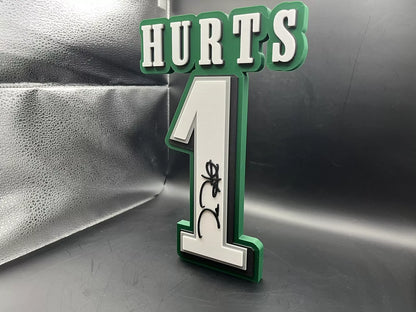 Jalen Hurts 1 Logo Sign Display | 3D Wall Desk Shelf Art