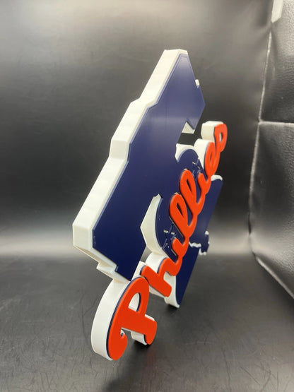 Philadelphia Phillies Logo Sign Display | 3D Wall Desk Shelf Art