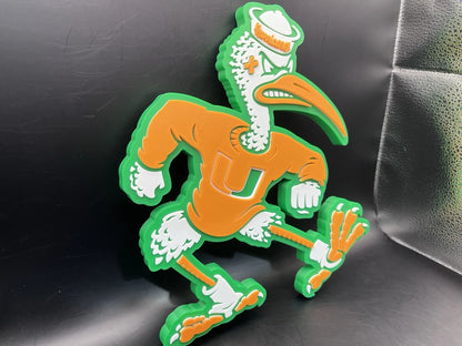 Miami Hurricanes Logo Sign Display | 3D Wall Desk Shelf Art